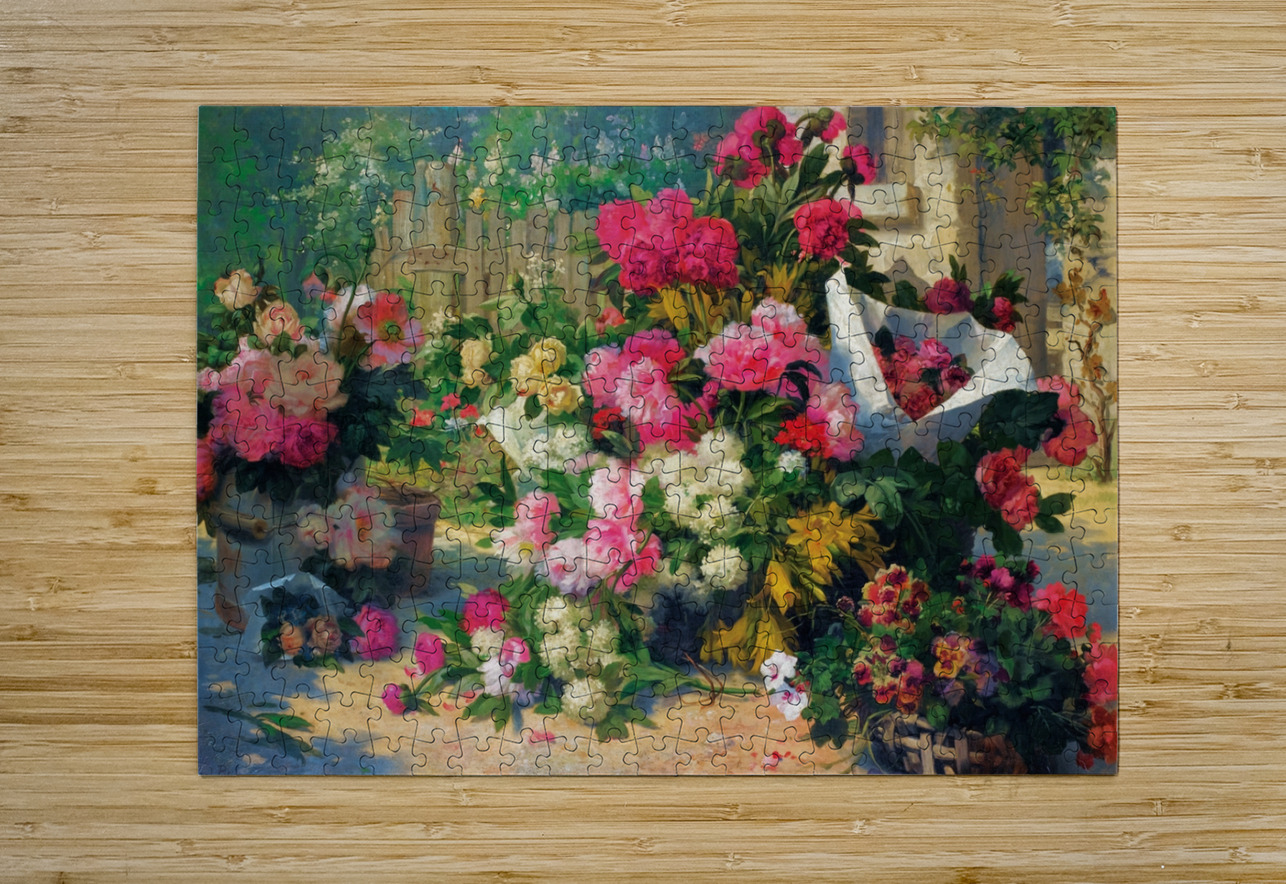 Flower Baskets And Flower Pots In A Garden [1887] by Alfred Petit [–1895] MyCozyFineArt Puzzle printing