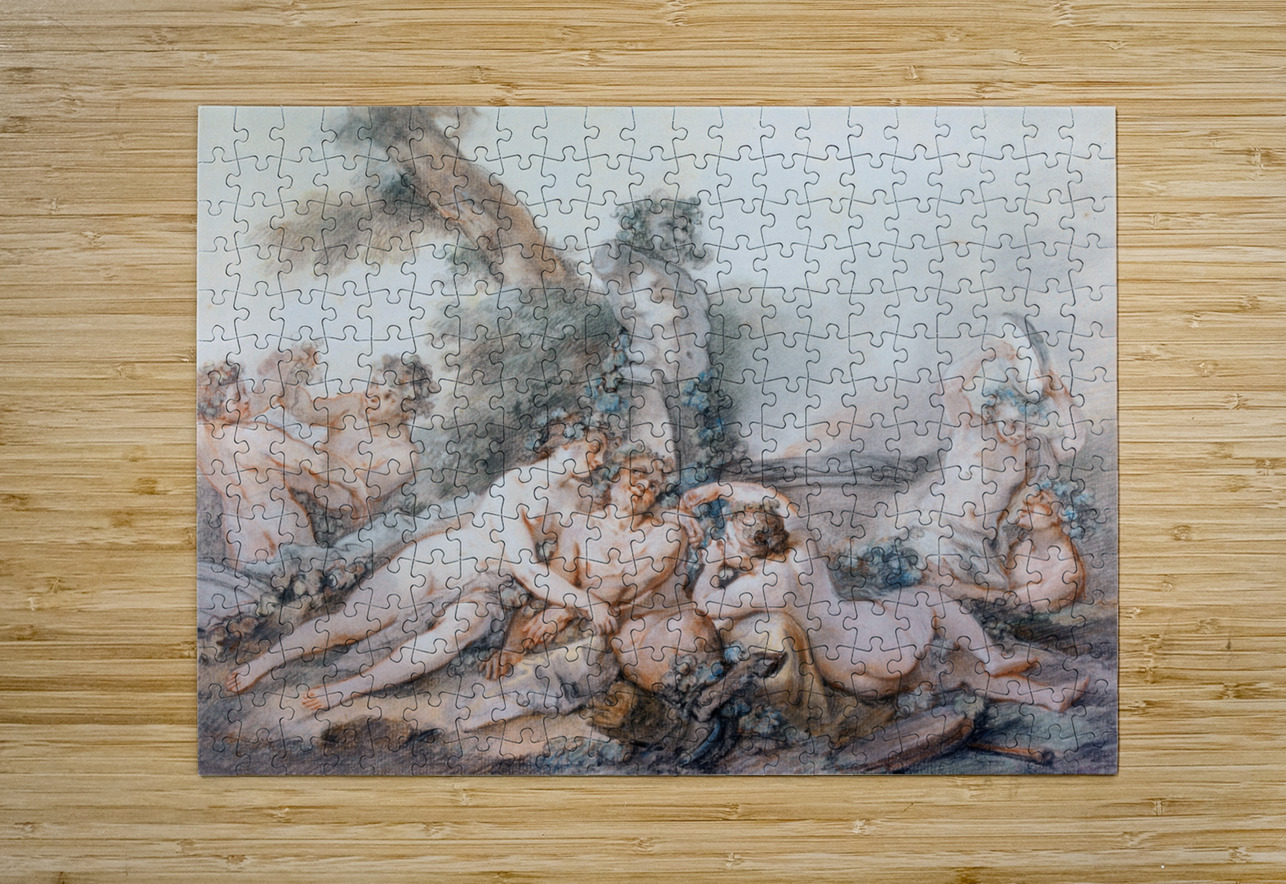 Nymphes et Satyres auprès d’un terme de Bacchus [18th century] by Jacques–Philippe Caresme [1734–1796] MyCozyFineArt Puzzle printing