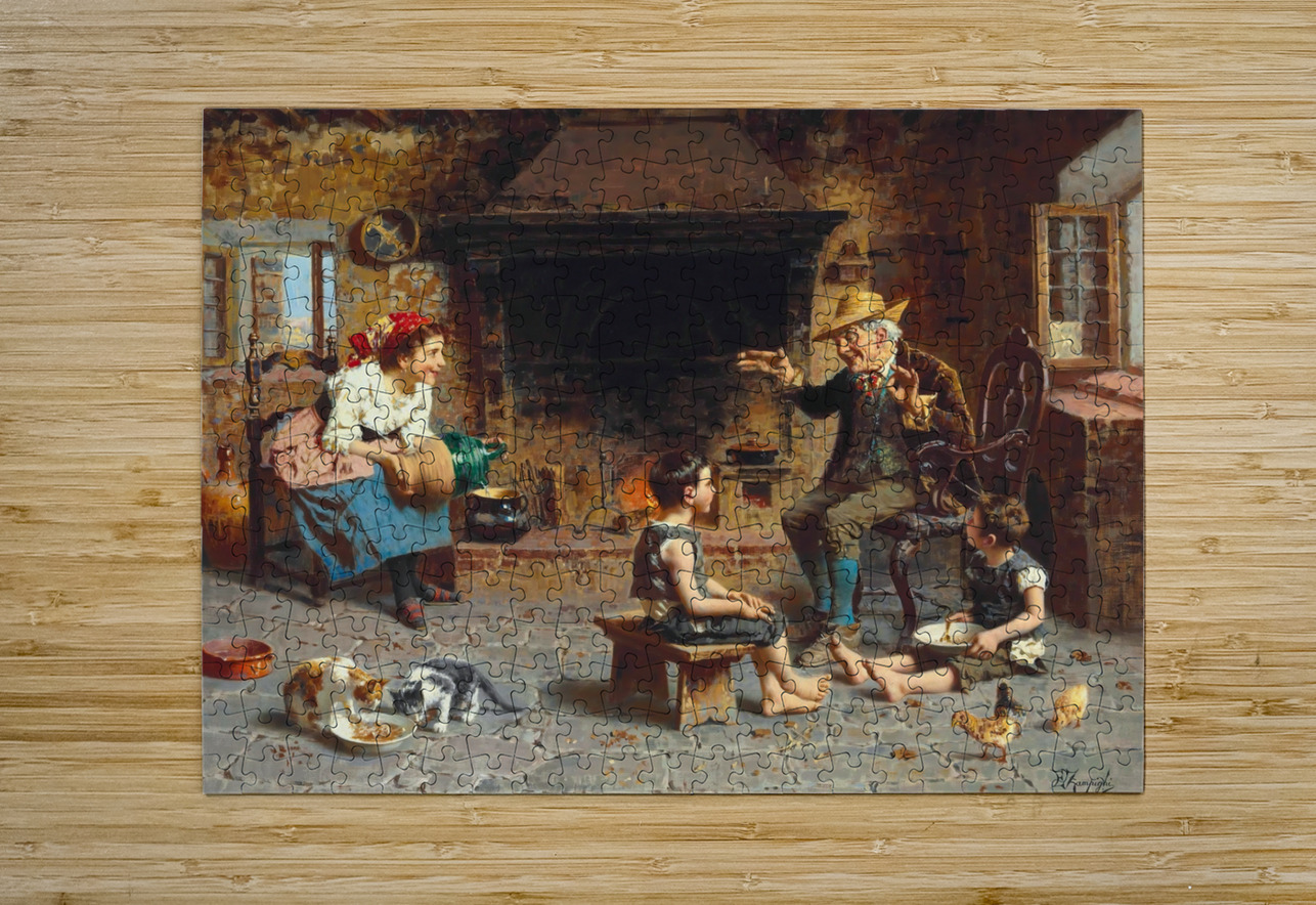 Storytime by Eugenio Zampighi [1859–1944] MyCozyFineArt Puzzle printing