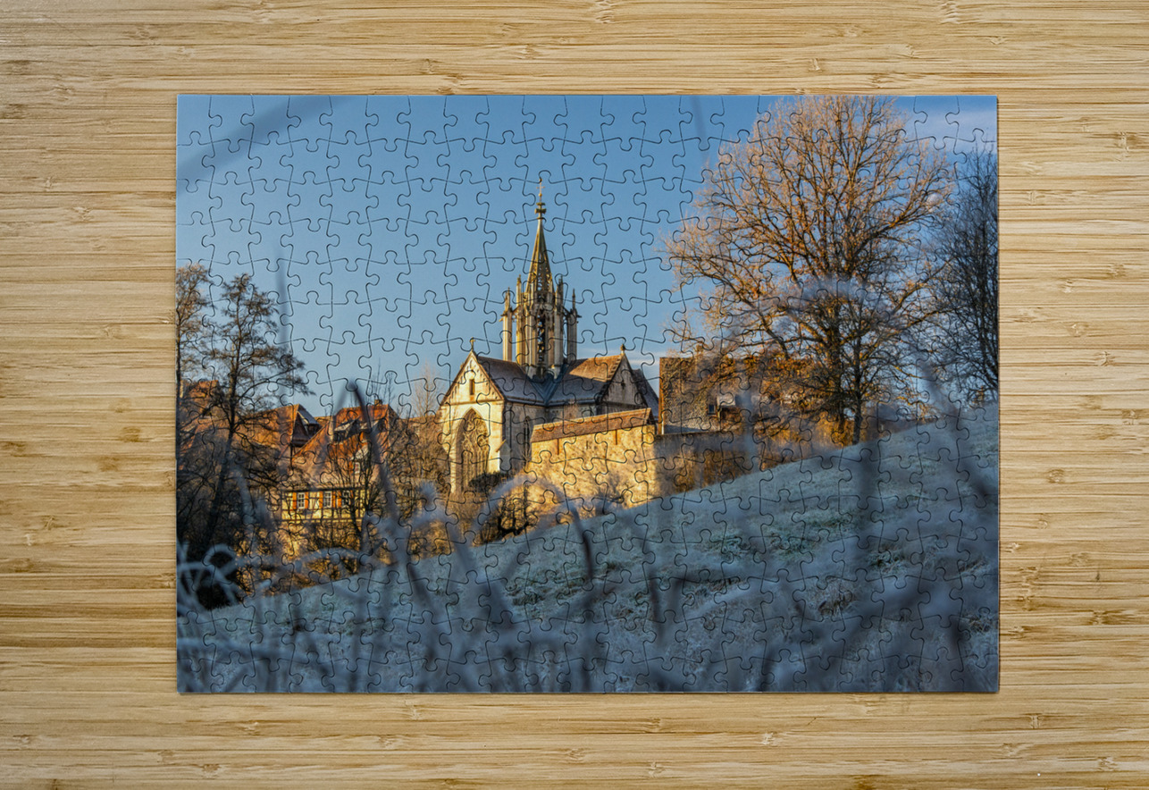Historic medieval monastery of Bebenhausen in gorgeous winter landscape at sunrise  caladoart Puzzle printing
