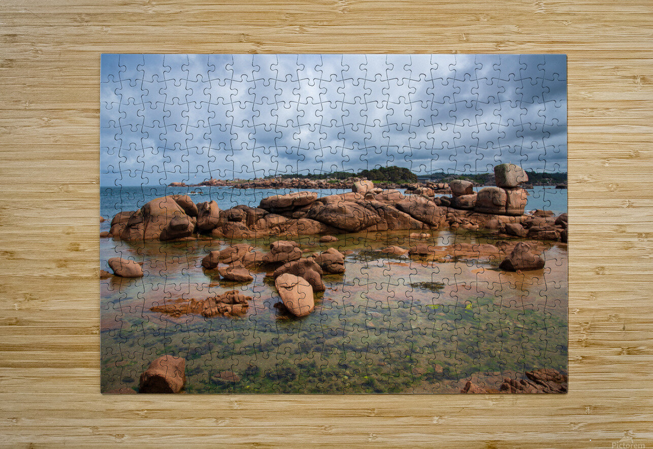 Boulders and clouds. Pink Granite Coast  Elena Dijour Puzzle printing