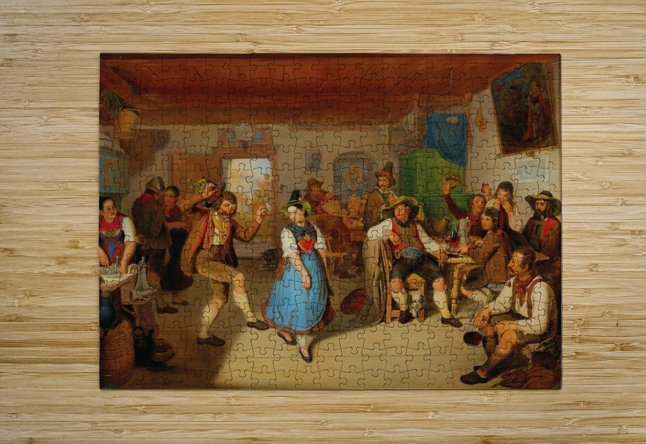 A Tyrolean Tavern. In The Background Andreas Hofer Seated At A Table by Anton Alois Kirchebner [1823–1868] MyCozyFineArt Puzzle printing