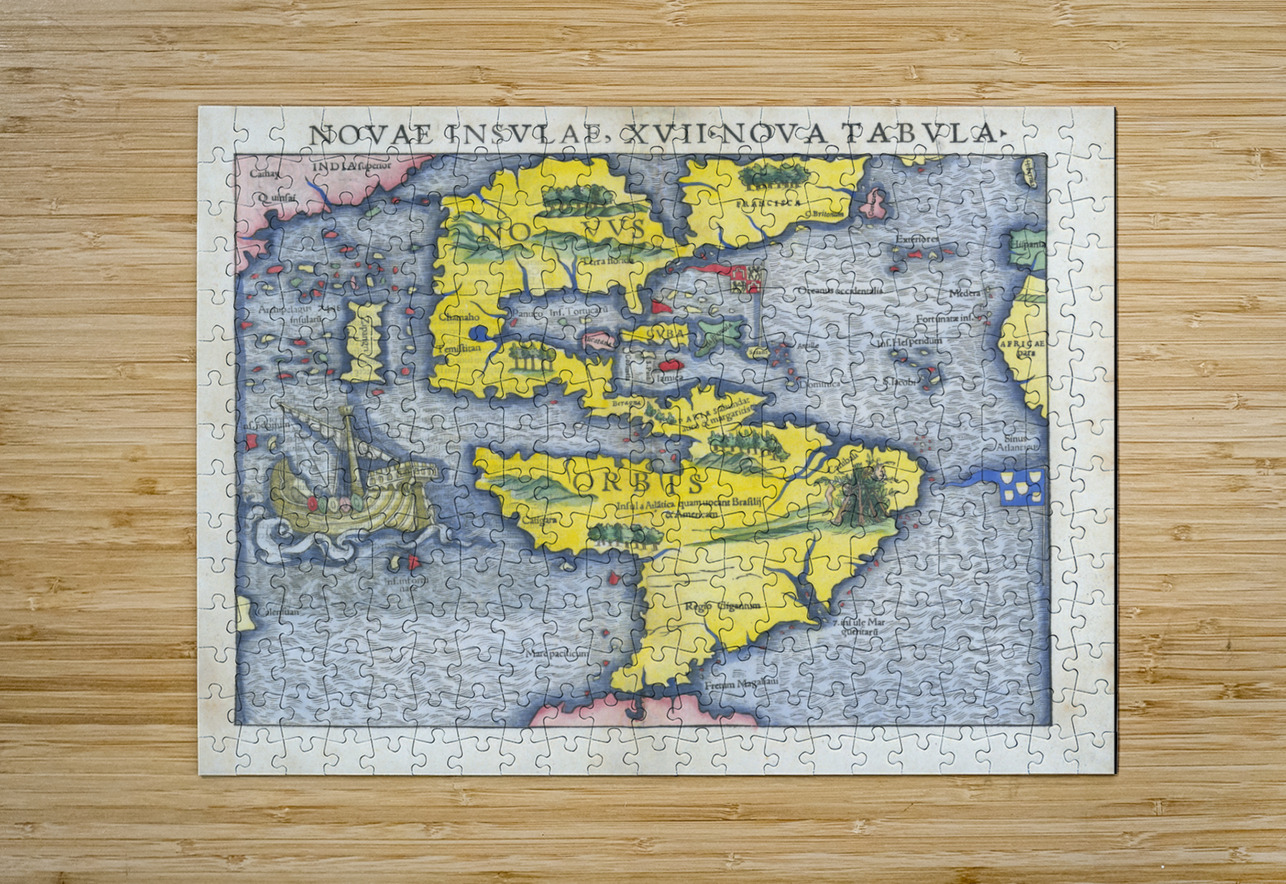 1540 Sebastian Munster Map of America – Renaissance Map Depicting North and South America Coastal Regions Rivers and Early European Knowledge of the New World Reflecting Cartography During the Age of Discovery History In Your Home Puzzle printing