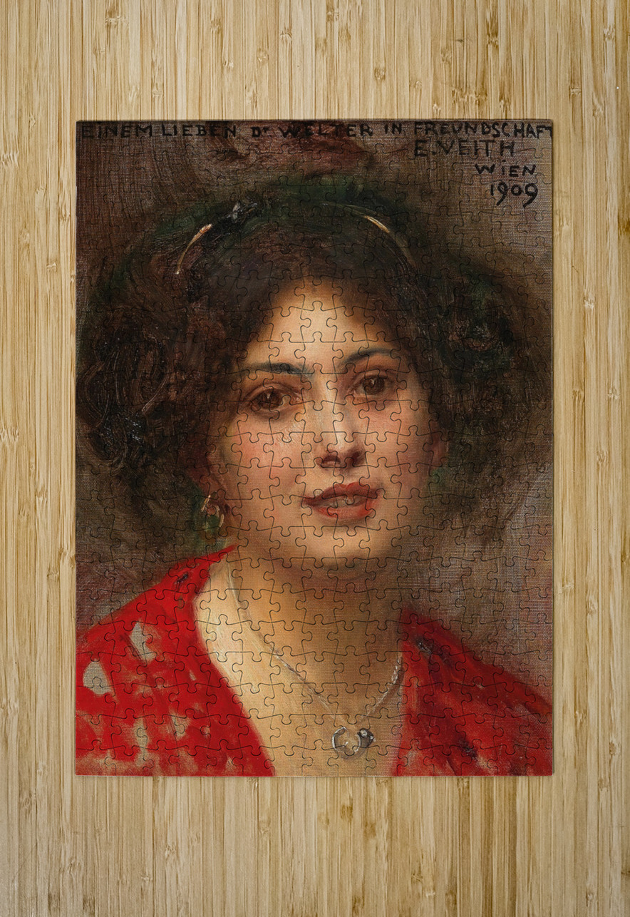Portrait of a Young Woman in a Red Dress by Eduard Veith [1856–1925] MyCozyFineArt Puzzle printing