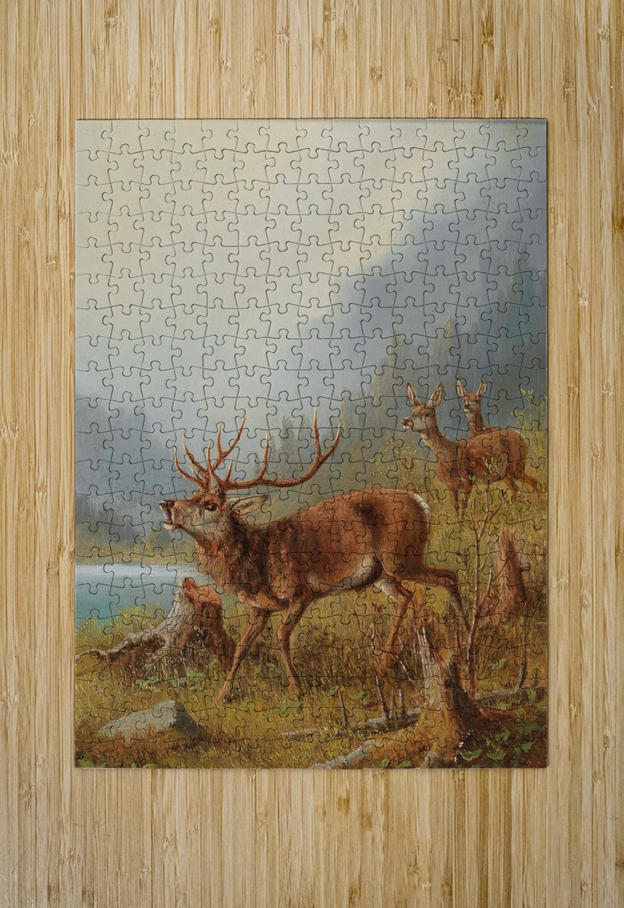 A Bellowing Stag by Moritz Müller [1841–1899] MyCozyFineArt Puzzle printing
