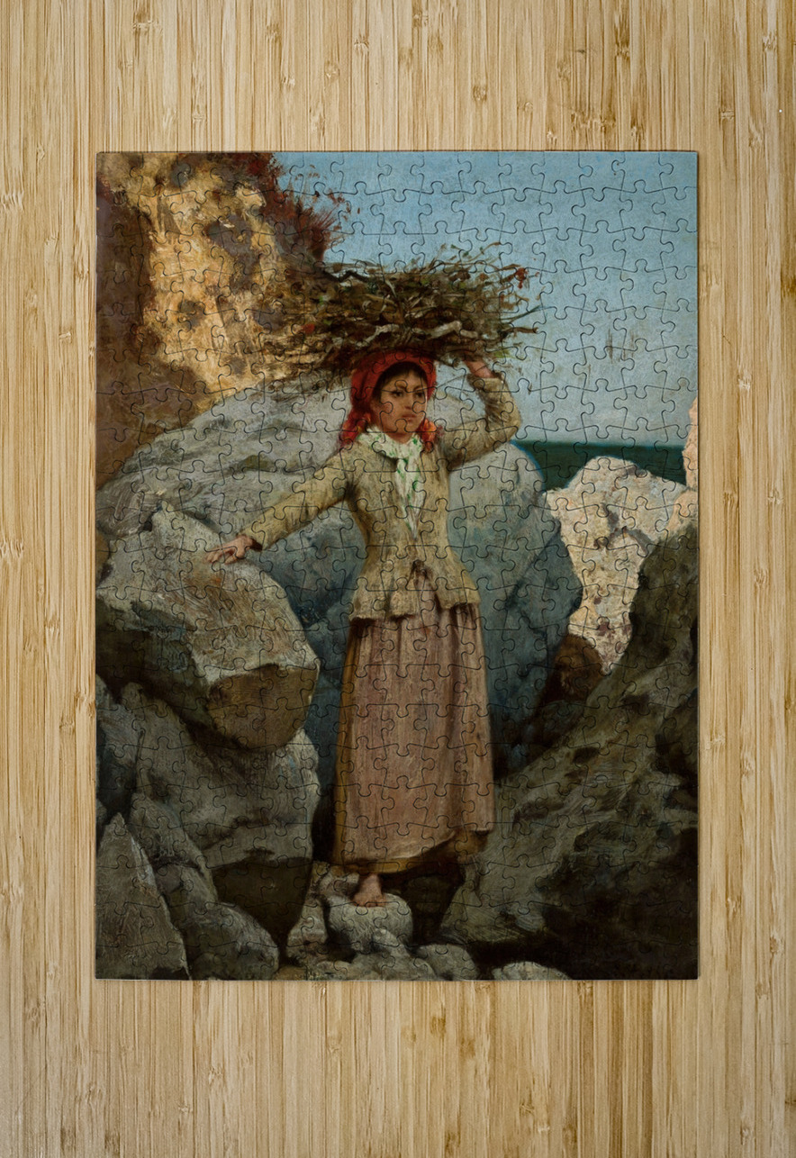 Annunziata. Girl with a bunch of brushwood on her head [1894] by Curt Agthe [1862–1943] MyCozyFineArt Puzzle printing