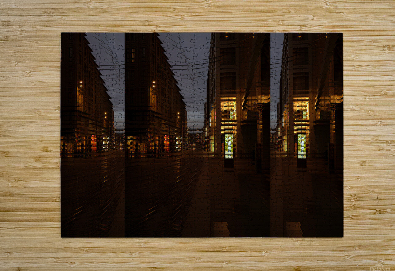 Illuminated Urban Nightscape Adrian H  Puzzle printing