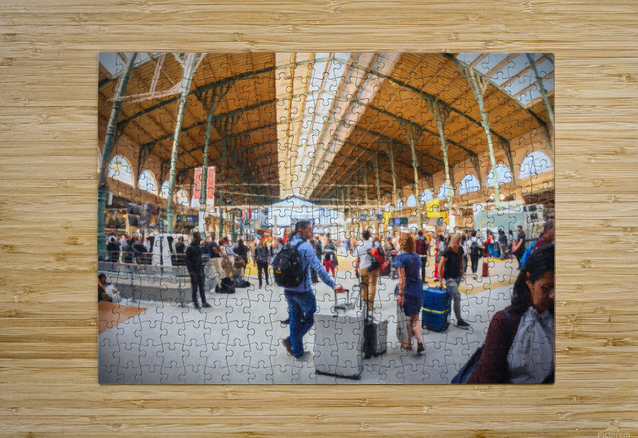 wide angle view of group of tourists with luggage on inside larg Adrian H  Puzzle printing