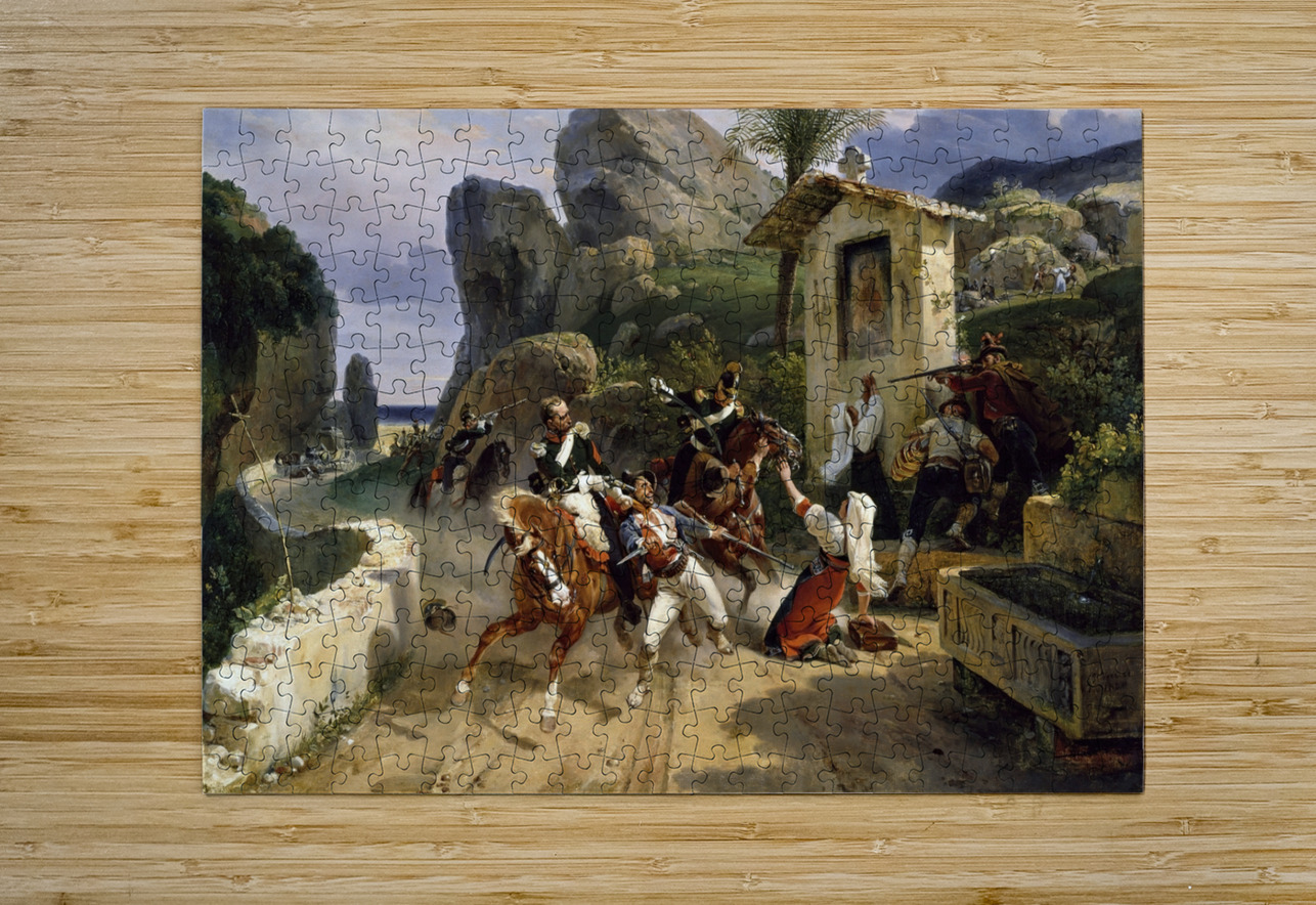 Italian Brigands Surprised By Papal Troops [1831] by Horace Vernet [1789–1863] MyCozyFineArt Puzzle printing