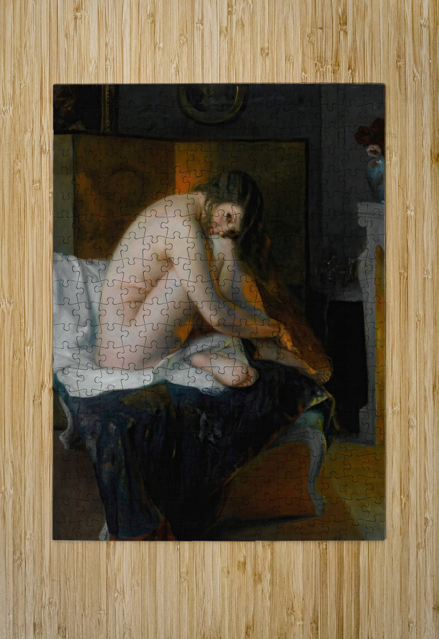 Before The Fire [1912] by Julius Leblanc Stewart [1855–1919] MyCozyFineArt Puzzle printing