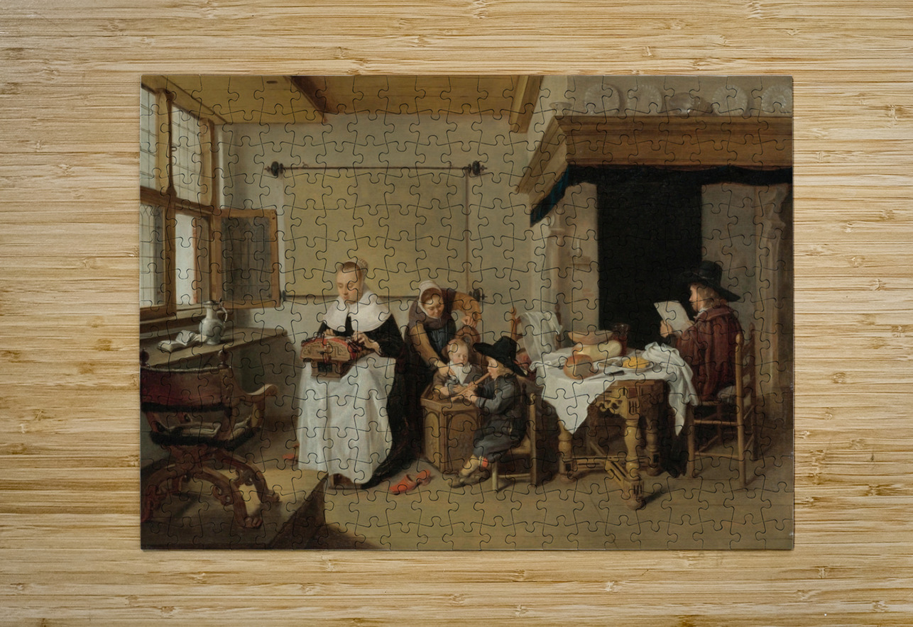 A Domestic Interior With a Family by Quirijn Van Brekelenkam [1622–1669] MyCozyFineArt Puzzle printing
