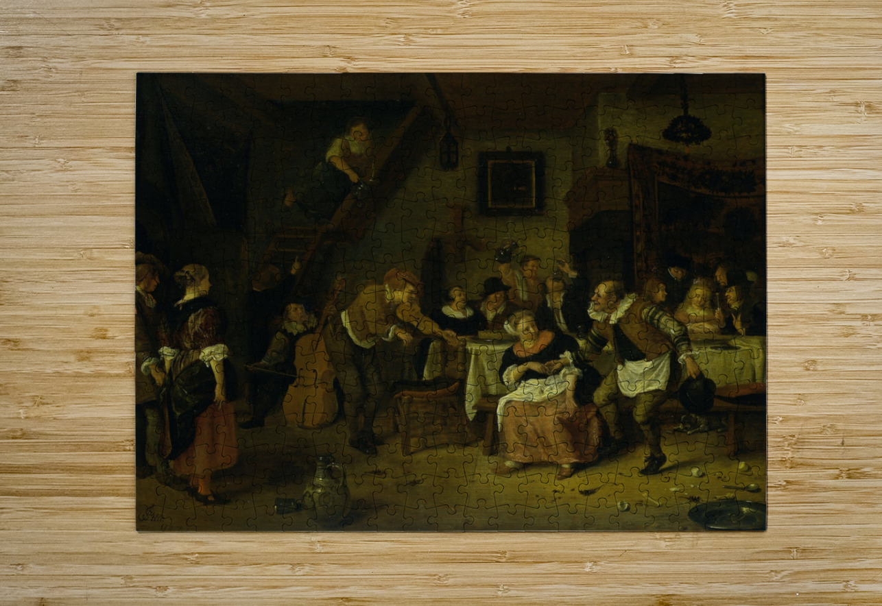 Peasant wedding [1672] by Jan Steen [1626–1679] MyCozyFineArt Puzzle printing