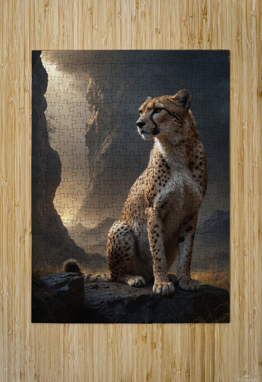Majestic Cheetah in Dramatic Landscape Wildscape Creations Puzzle printing