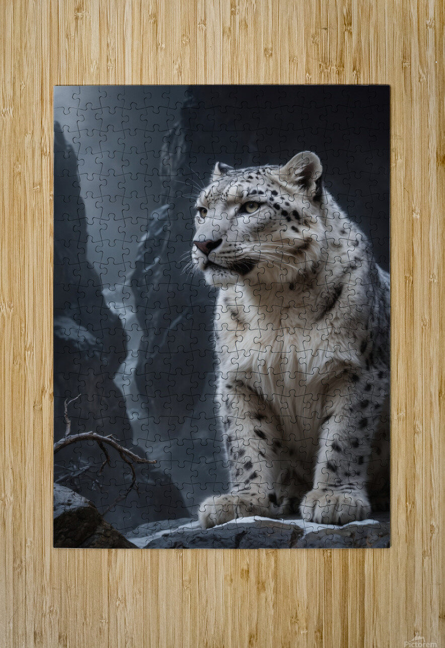 Majestic Snow Leopard in Misty Mountains Wildscape Creations Puzzle printing