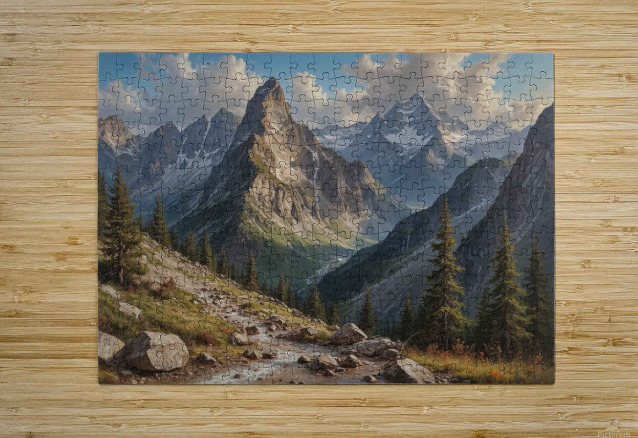 Majestic Mountain Landscape with Stream Wildscape Creations Puzzle printing