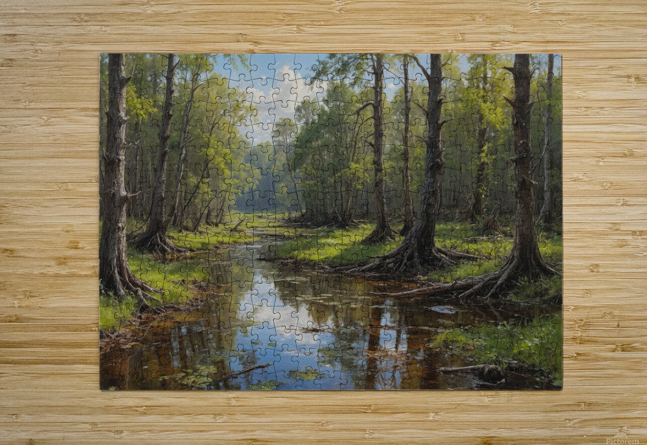 Tranquil Swamp Landscape with Reflections Wildscape Creations Puzzle printing
