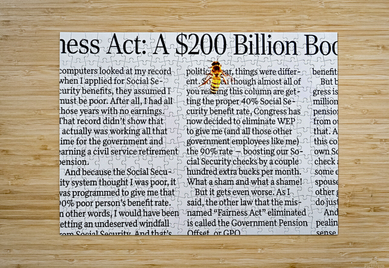 Bee on newspaper text Creative Endeavors - Steven Oscherwitz Puzzle printing