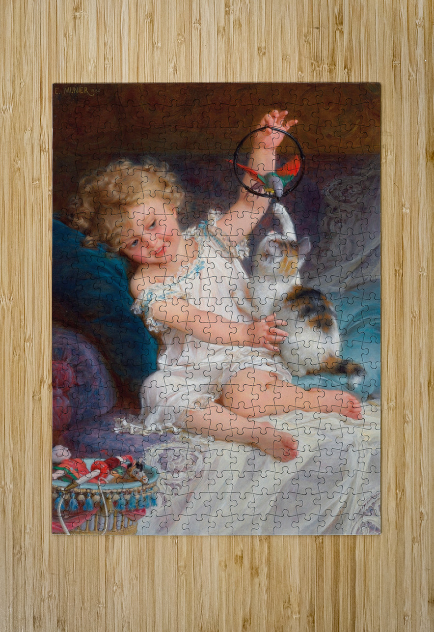 Playtime [1886] by Émile Munier [1840–1895] MyCozyFineArt Puzzle printing