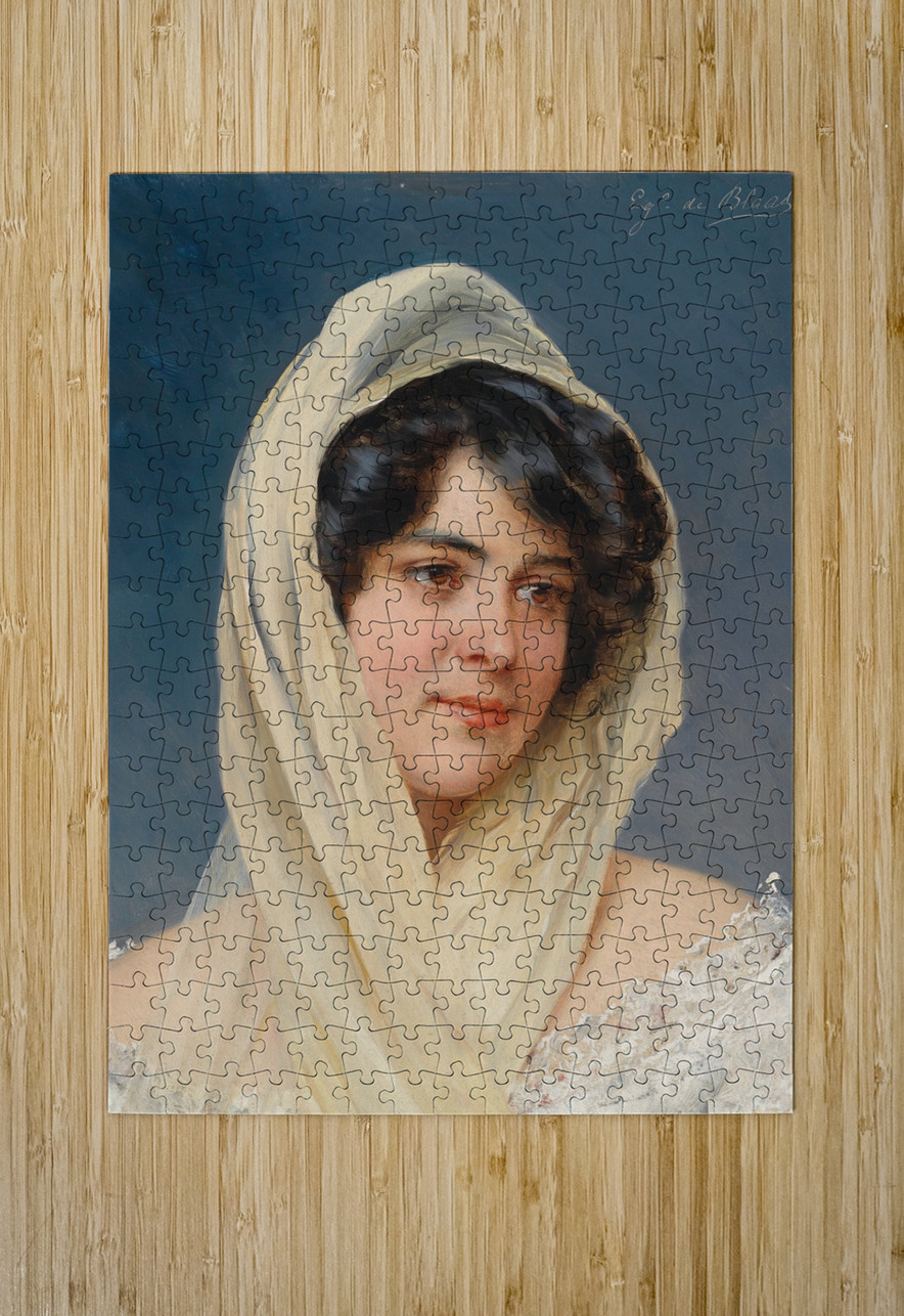 Portrait of a young lady with a veil by Eugen von Blaas [1843–1931] MyCozyFineArt Puzzle printing