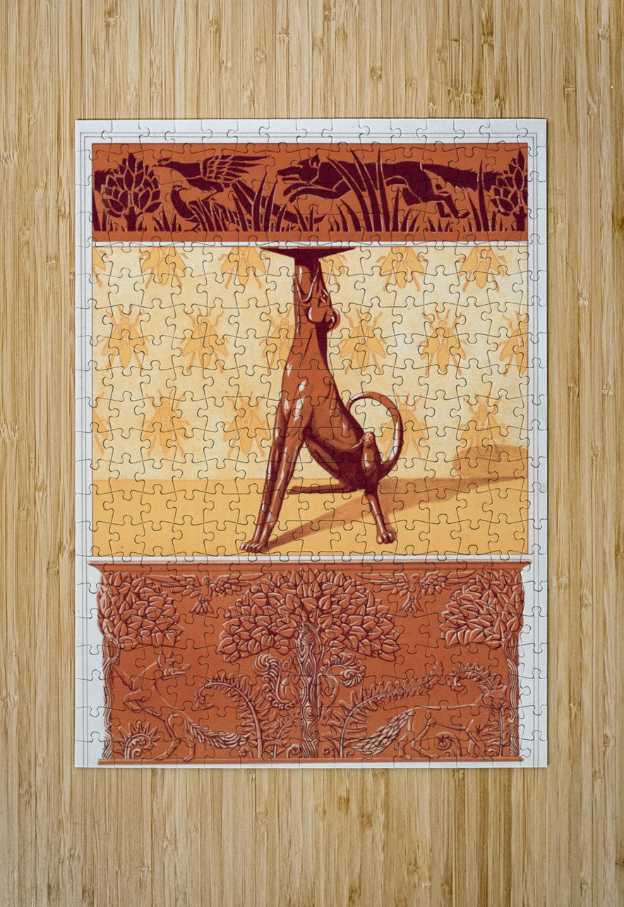 Faisans et renard. Frise cuivre découpé. Chien. Chandelier. Abeilles. Semis. Renards. écureuils et oiseaux. Jardiniere cuivre repoussé [1897] by Maurice Pillard Verneuil [1869–1942] MyCozyFineArt Puzzle printing
