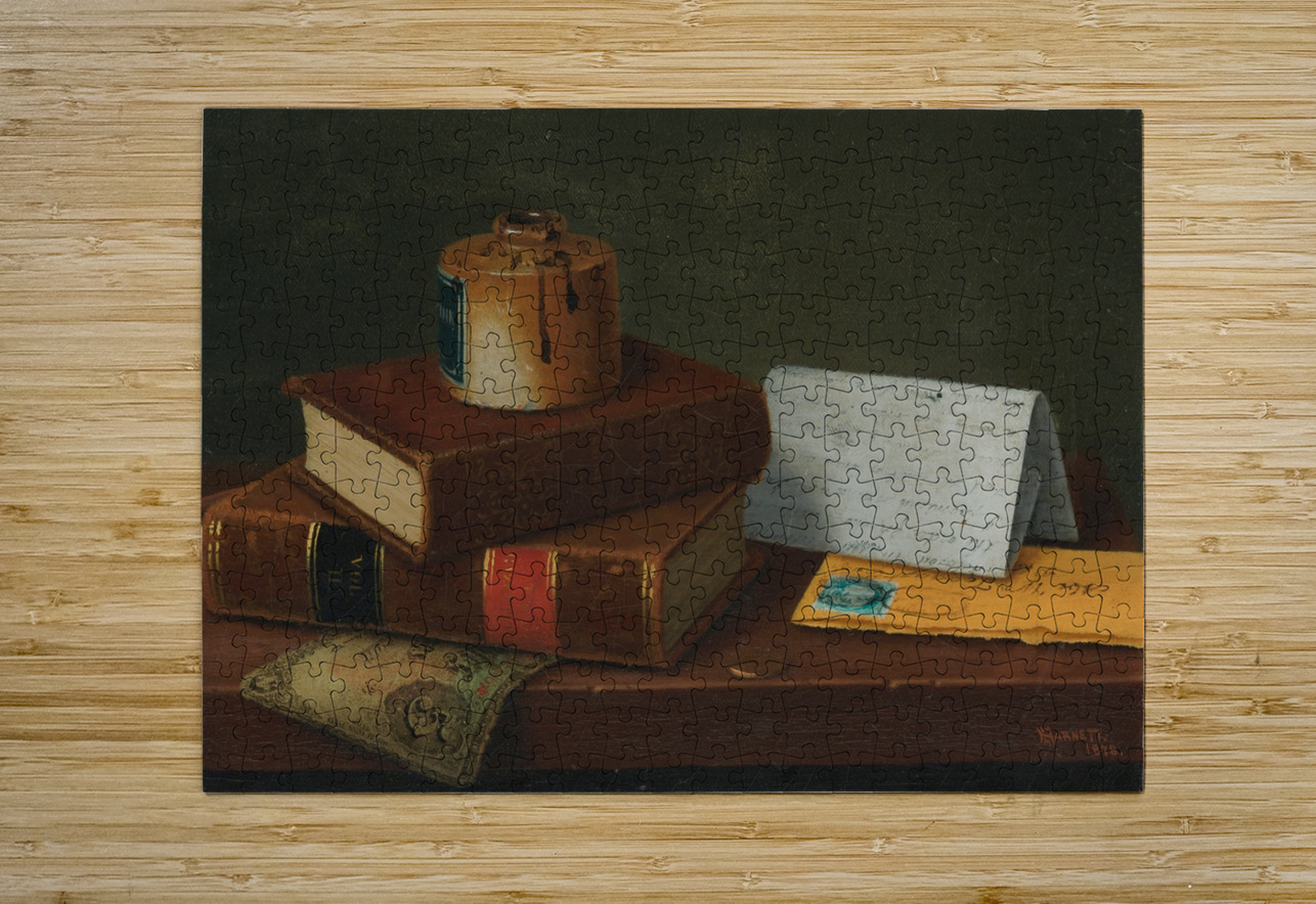Still Life With Letter To Mr. William Taggart. Esq. [1878] by William Michael Harnett [1848–1892] MyCozyFineArt Puzzle printing