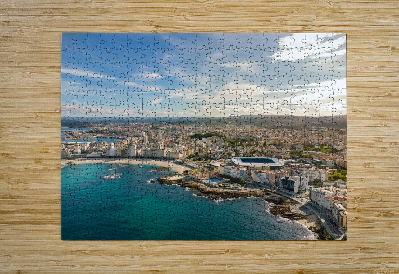 A Coruna city aerial perspective. Old historic center of the city.  Alexe Marcel Puzzle printing