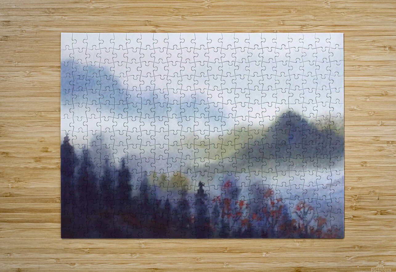 Cloudy Mountain Himalaya Landscape  Watercolor Painting Samiran Sarkar Puzzle printing