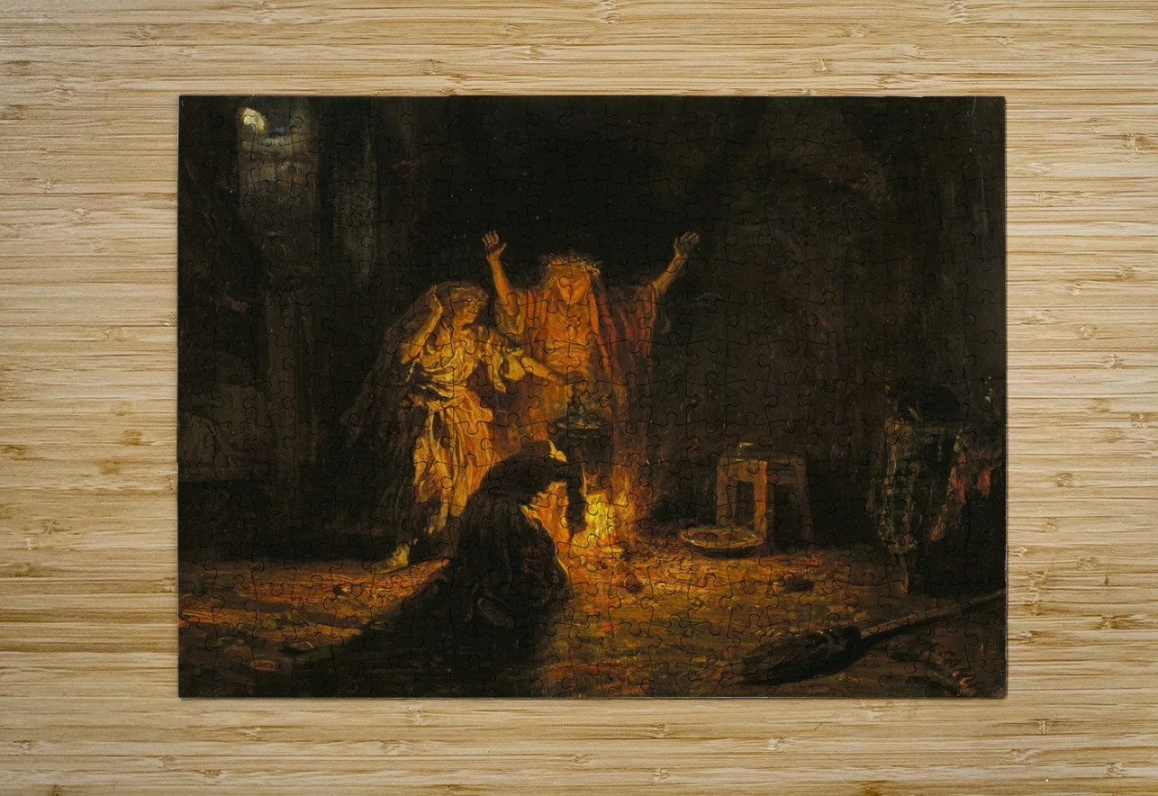 The Witches in Macbeth [c. 1841–1842] by Alexandre–Gabriel Decamps [1803–1860] MyCozyFineArt Puzzle printing