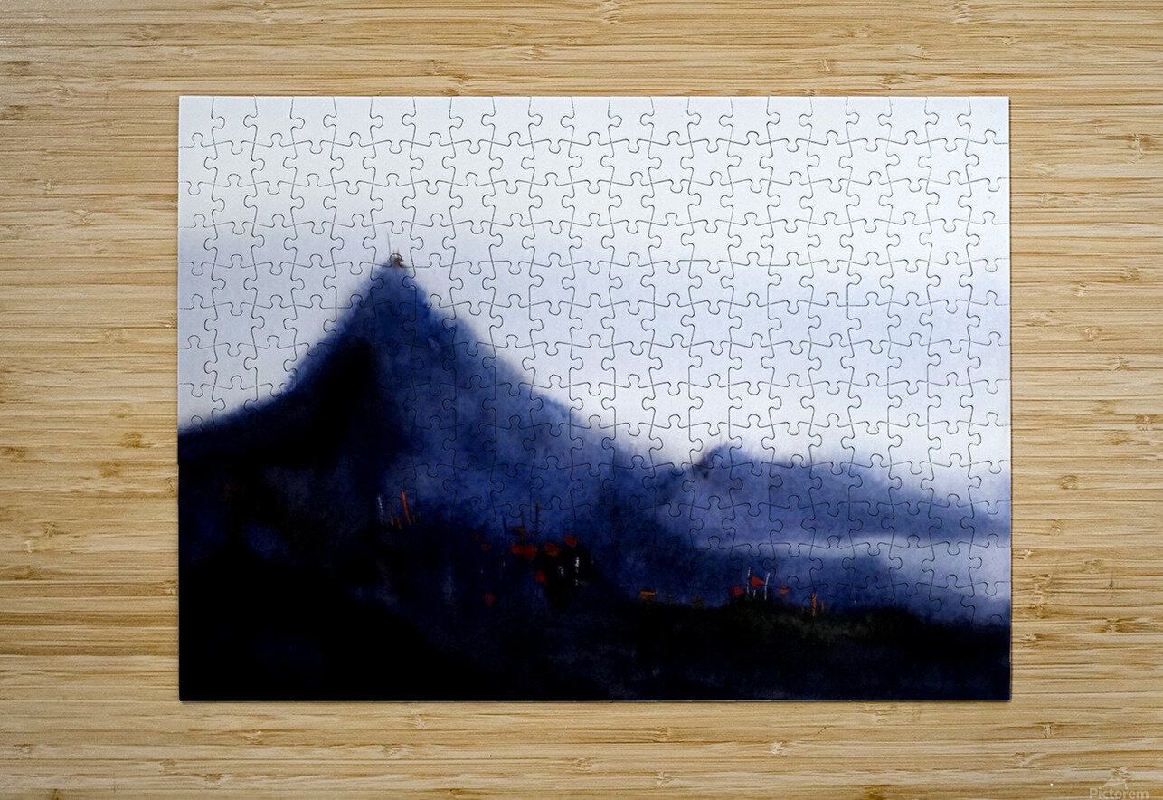 Mysterious Mountain Himalaya  Watercolor Landscape   Samiran Sarkar Puzzle printing
