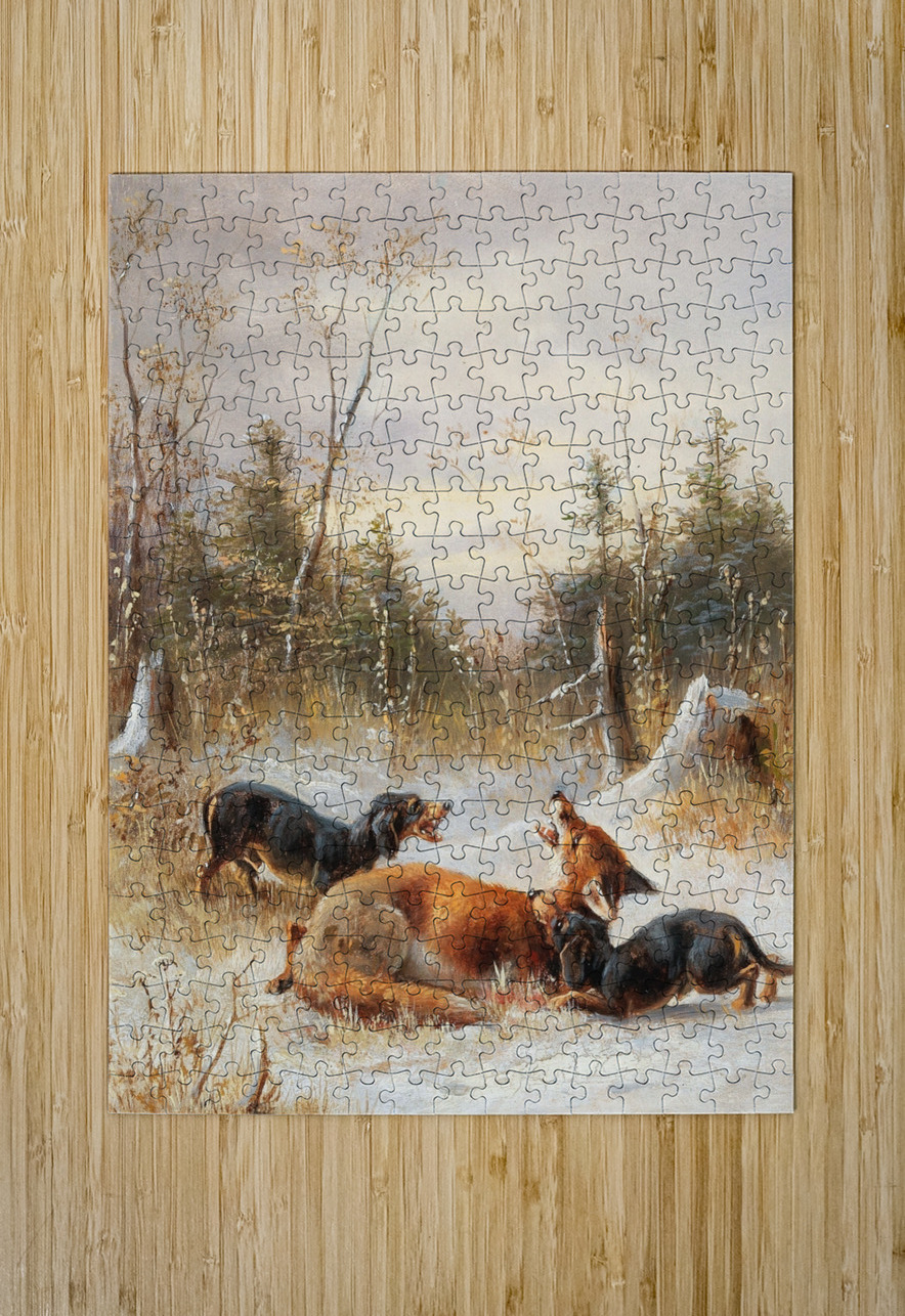 Fuchs mit Hunden [1888] by Moritz Müller II [19th century] MyCozyFineArt Puzzle printing