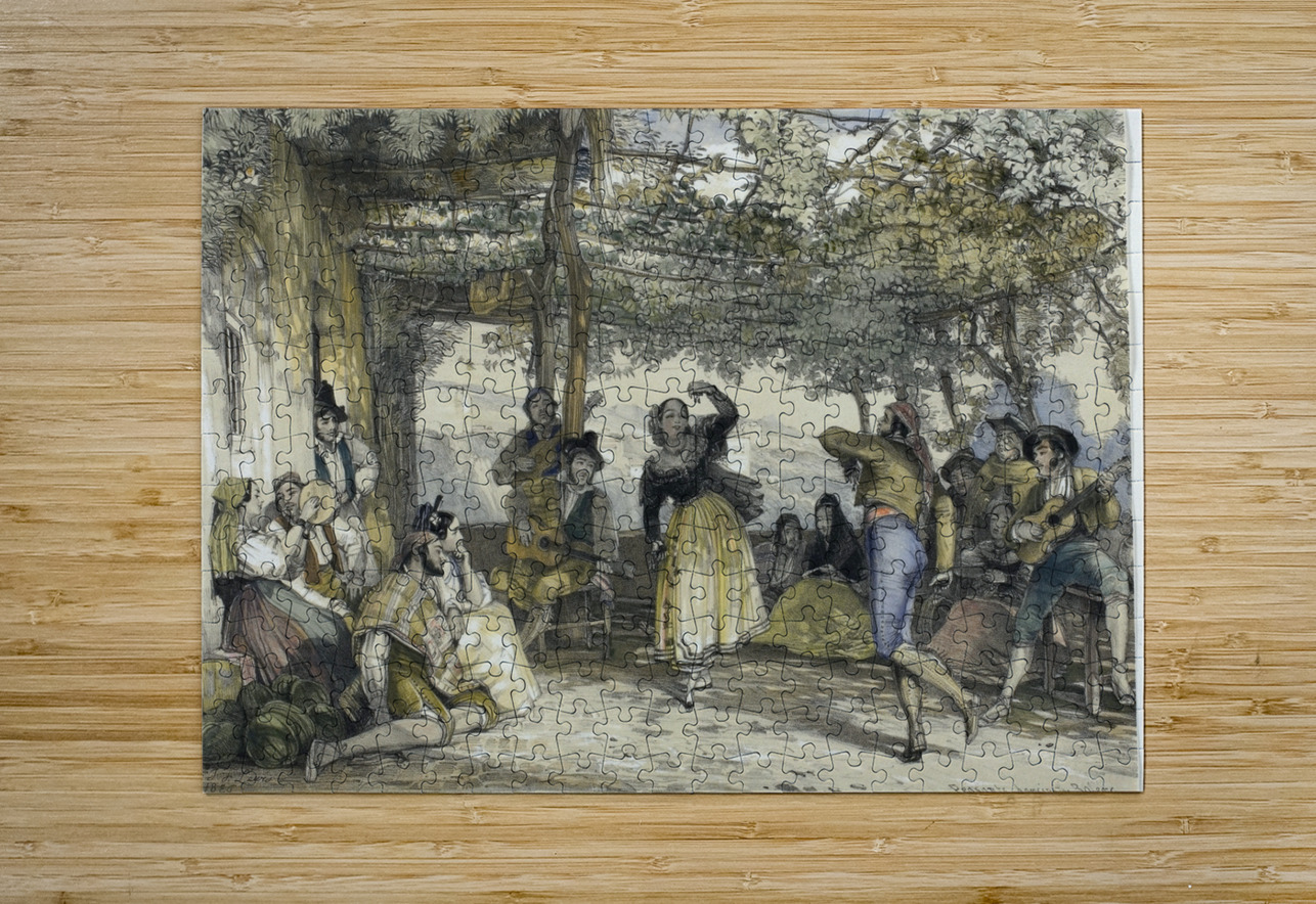 Spanish Peasants Dancing the Bolero [1836] by John Frederick Lewis [1805–1876] MyCozyFineArt Puzzle printing