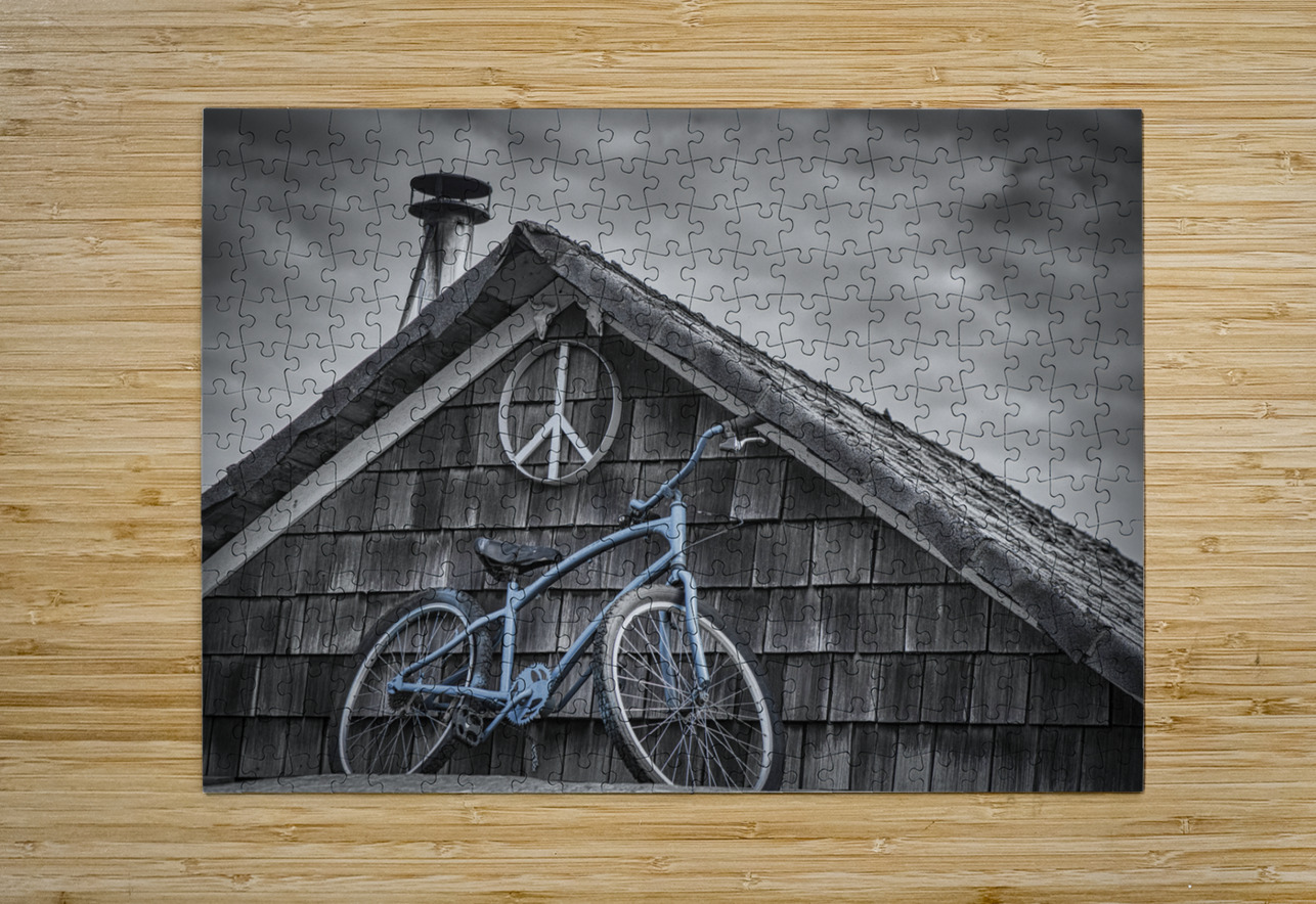FS240214 BLUE BIKE ON ROOF FOTOSQUARES COM Puzzle printing