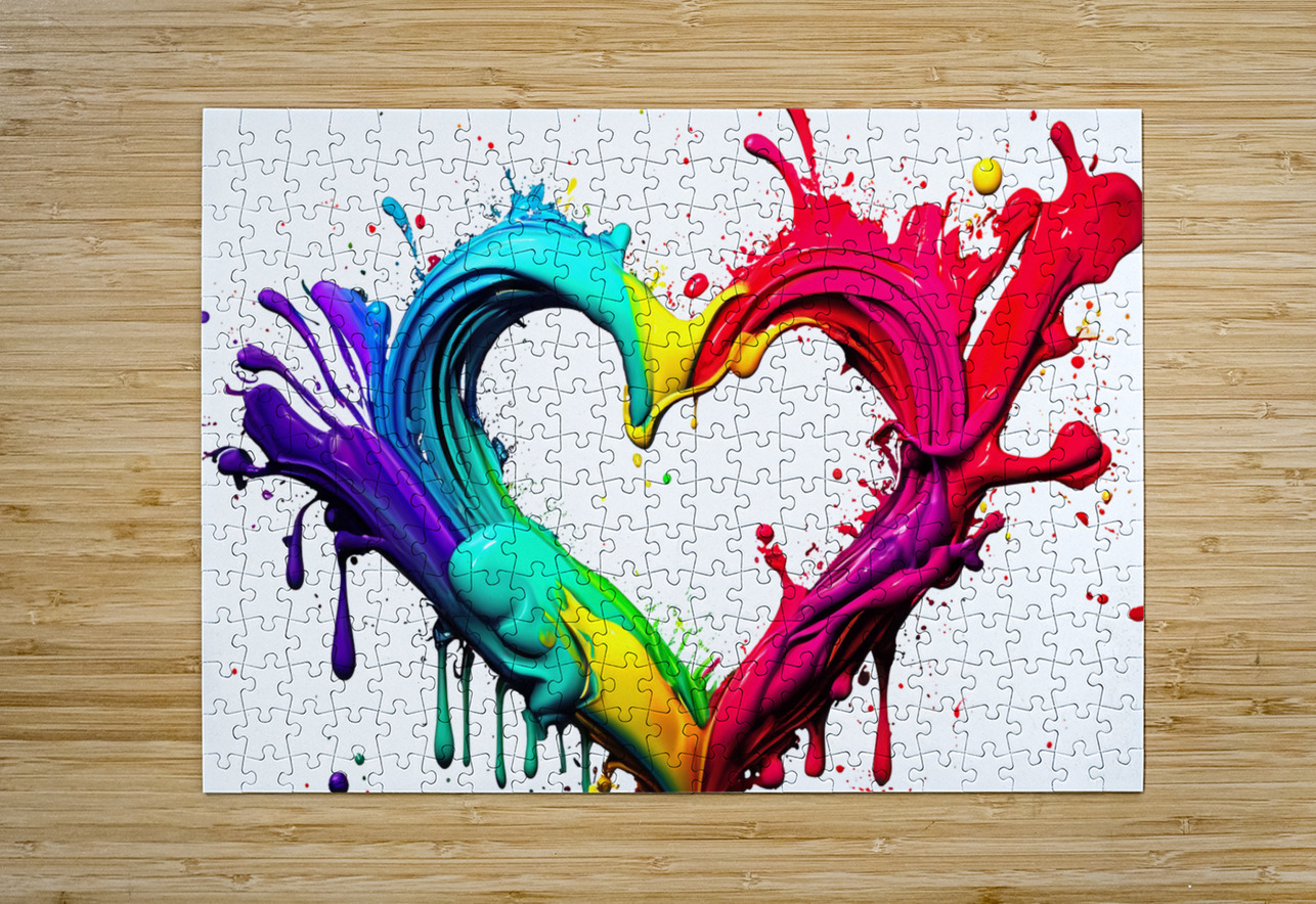 splash from rainbow colors paint in heart shape love Chris Willemsen Puzzle printing