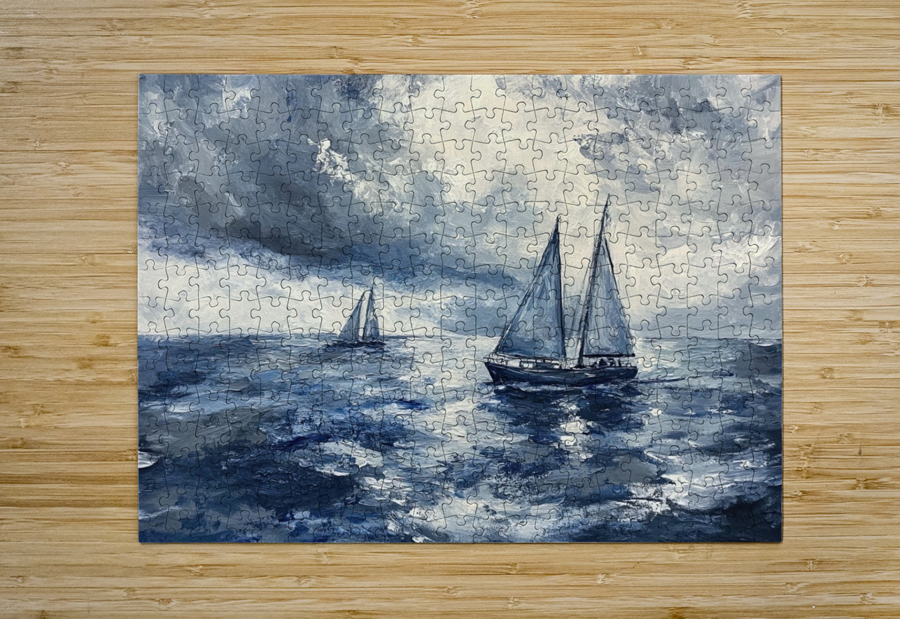 Azure Voyage Beneath Storm Clouds 7H9N2P 55 Abstract Rebellion Puzzle printing