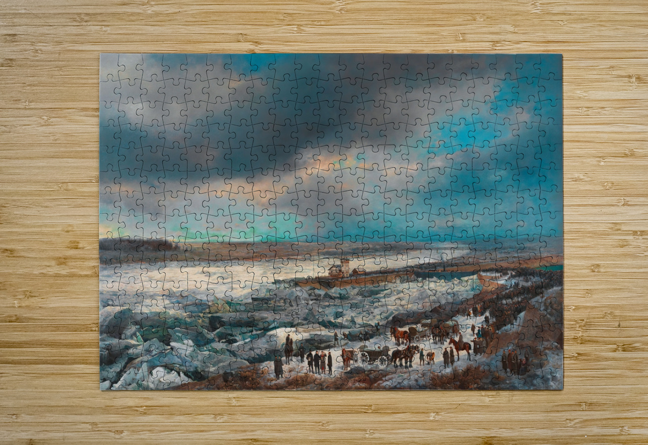 Alexander Bensa [Artist]. Der Donaueisstoß im Jänner 1880 mit dem Sperrschiff [1880] by Adolf Obermüllner [1833–1898] MyCozyFineArt Puzzle printing