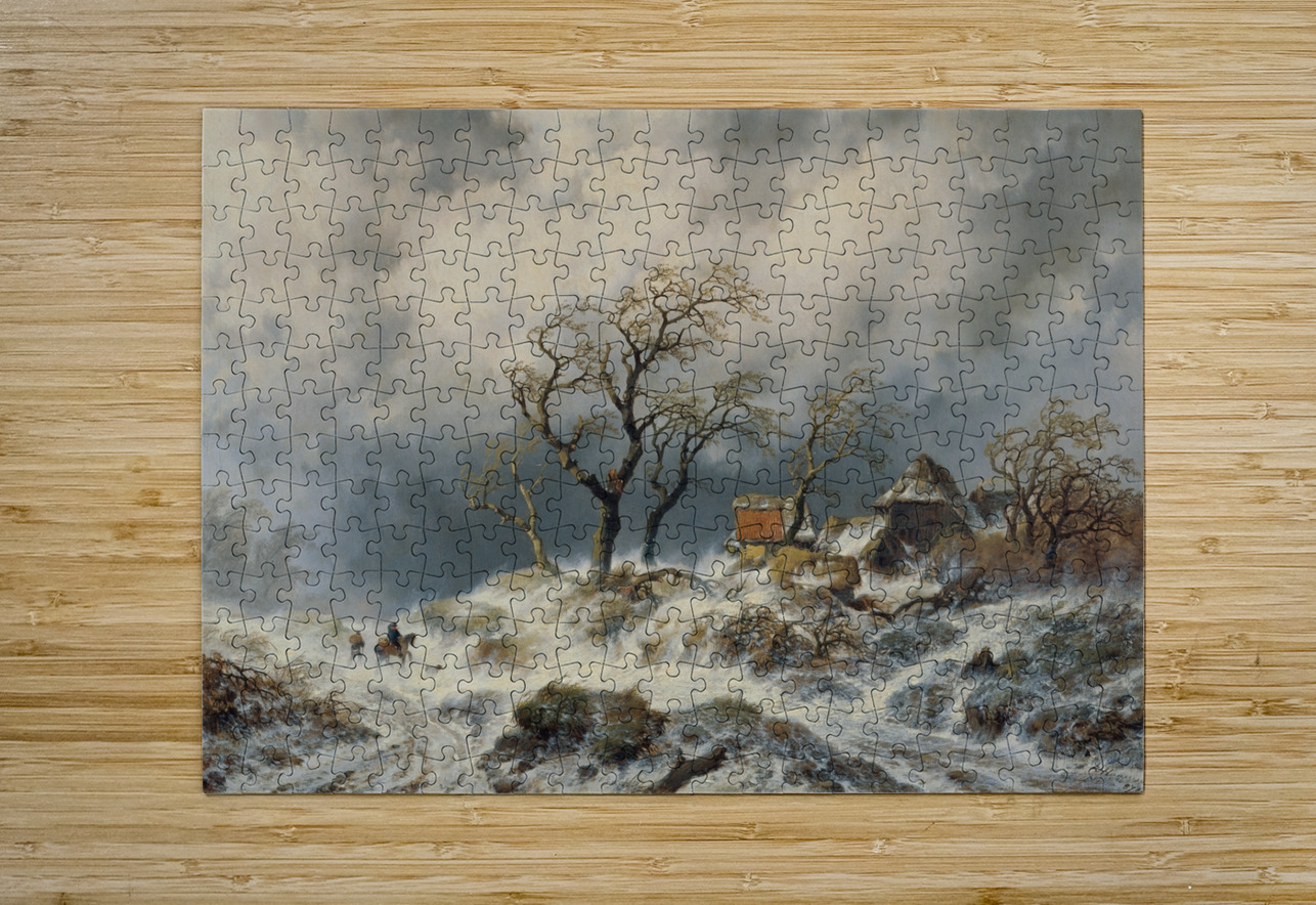 Holländische Winterlandschaft [Schneewehen] [1870] by Remigius Adrianus van Haanen [1812–1894] MyCozyFineArt Puzzle printing