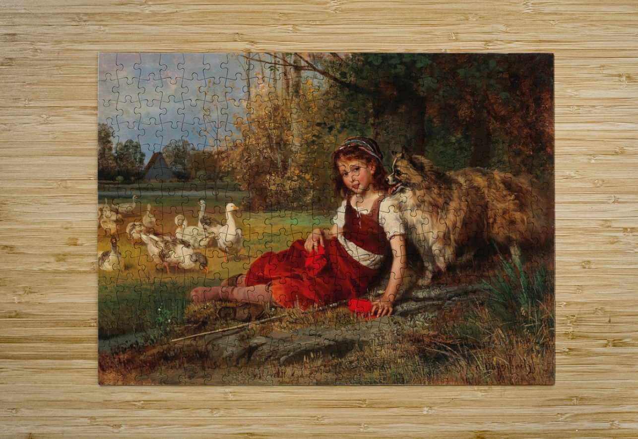 Gänsemagd bei der Rast by Anton Dieffenbach [1831–1914] MyCozyFineArt Puzzle printing