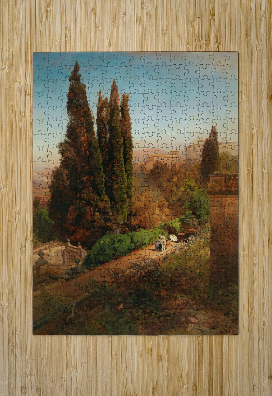 A view of the garden of Villa d’Este in Tivoli. Near Rome by Oswald Achenbach [1827–1905] MyCozyFineArt Puzzle printing