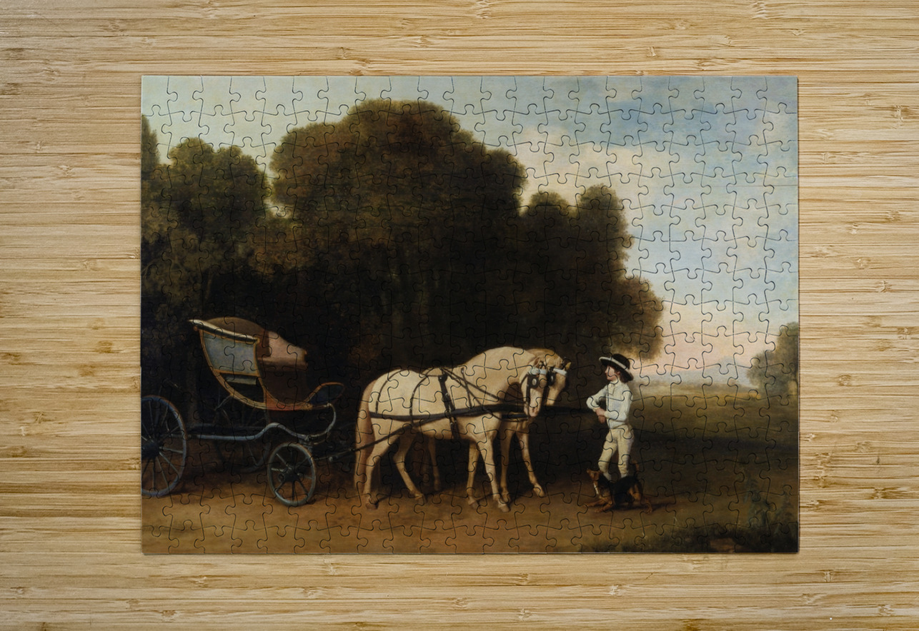 Phaeton with a pair of cream ponies and a stable–lad [between 1780 and 1784] by George Stubbs [1724–1806] MyCozyFineArt Puzzle printing