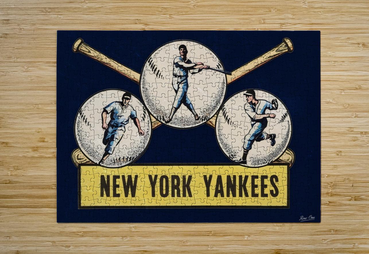 Vintage New York Yankees Three Ball Art Row One Brand Puzzle printing