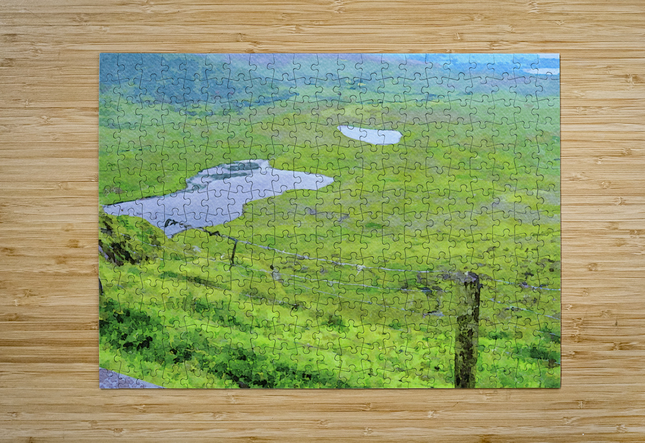 Scenic watercolor landscape of Conor Pass in Dingle Peninsula Ireland Gestalt Imagery Puzzle printing