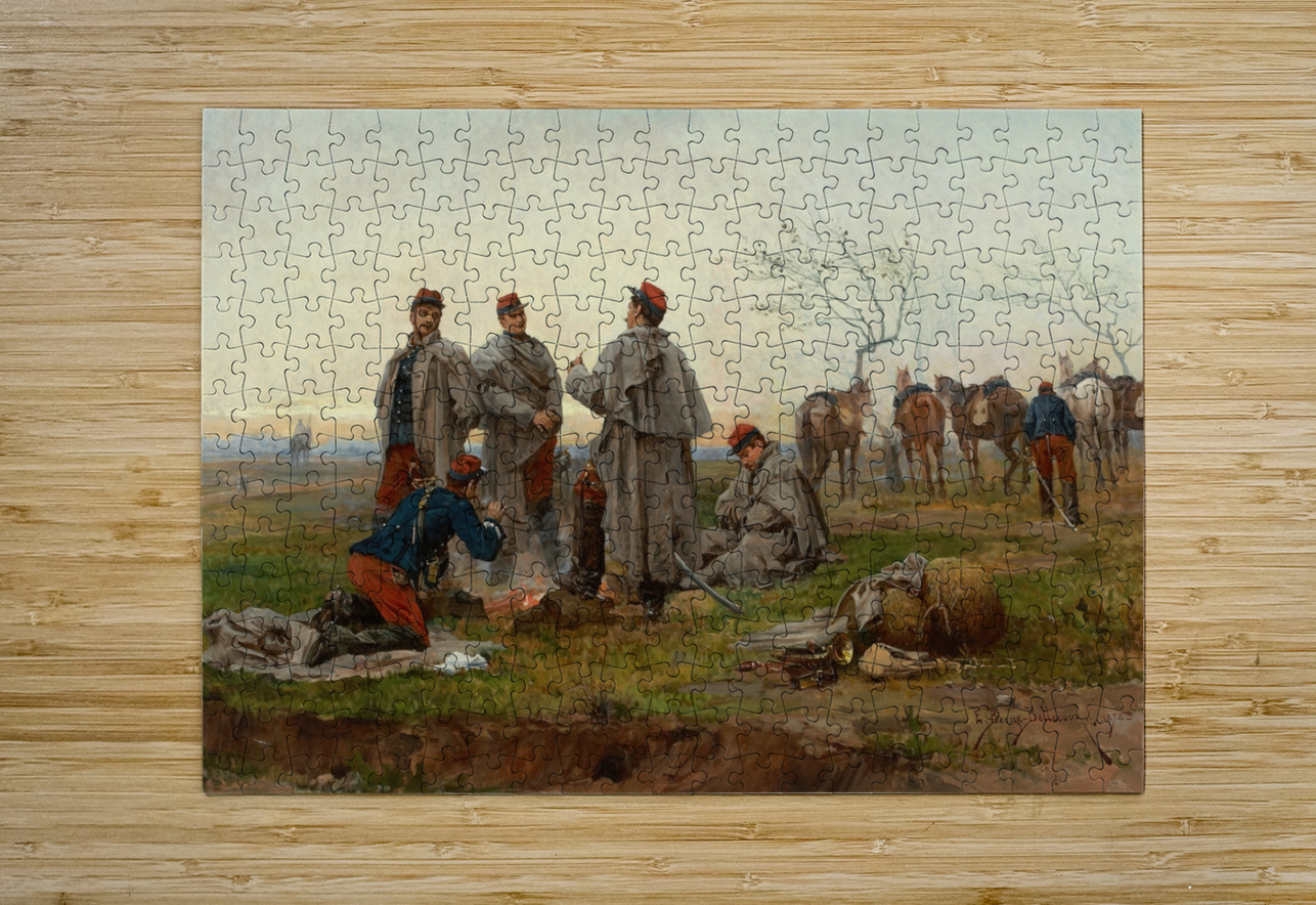 A Cavalry Halt [1878] by Etienne–Prosper Berne–Bellecour [1838–1910] MyCozyFineArt Puzzle printing