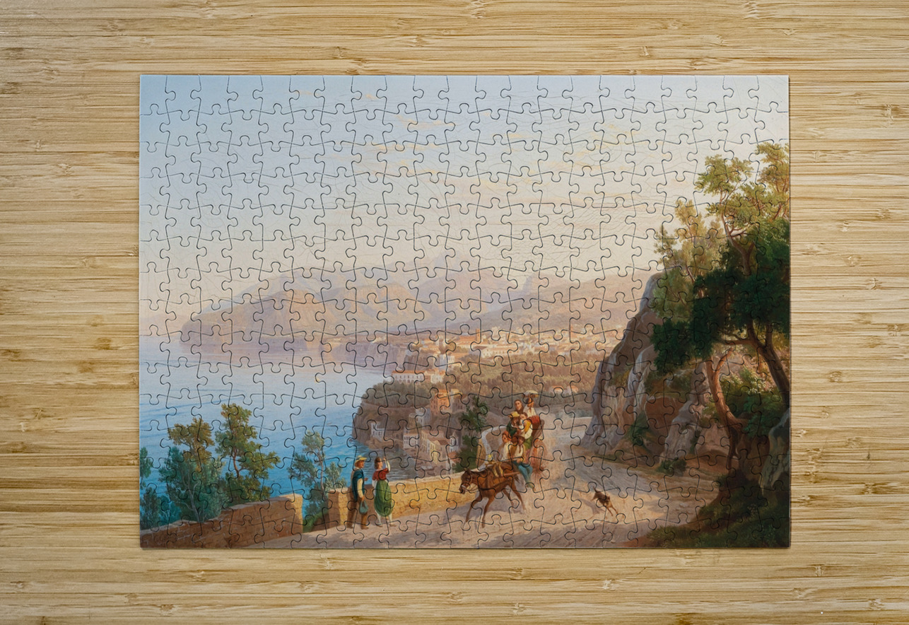 View of Sorrento. With a family outing in the foreground by Carl Wilhelm Götzloff [1799–1866] MyCozyFineArt Puzzle printing