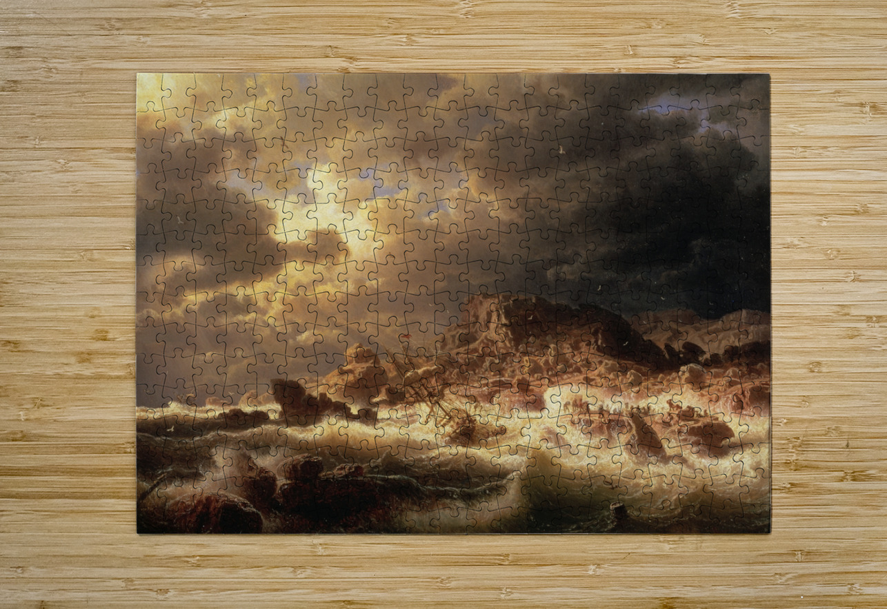 Gale on the Bohuslän Coast [1857] by Marcus Larson [1825–1864] MyCozyFineArt Puzzle printing