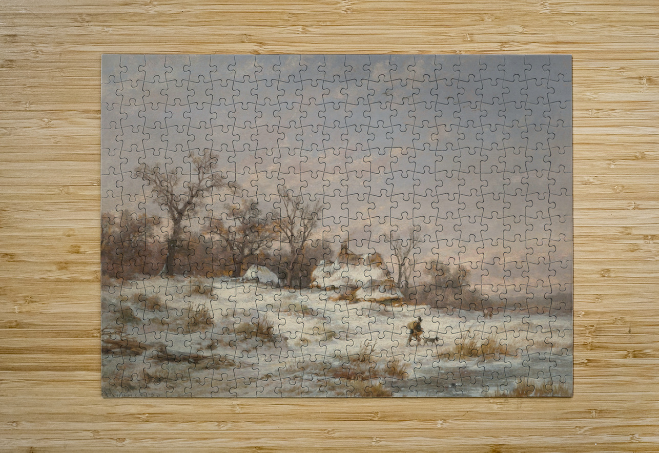 Winter landscape with decorative figures [1890] by Remigius Adrianus van Haanen [1812–1894] MyCozyFineArt Puzzle printing