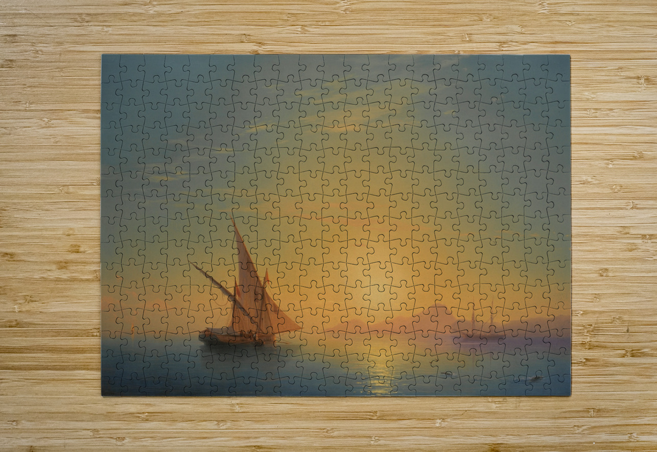 Sunset Over Ischia [1857] by Ivan Konstantinovich Aivazovsky [1817–1900] MyCozyFineArt Puzzle printing