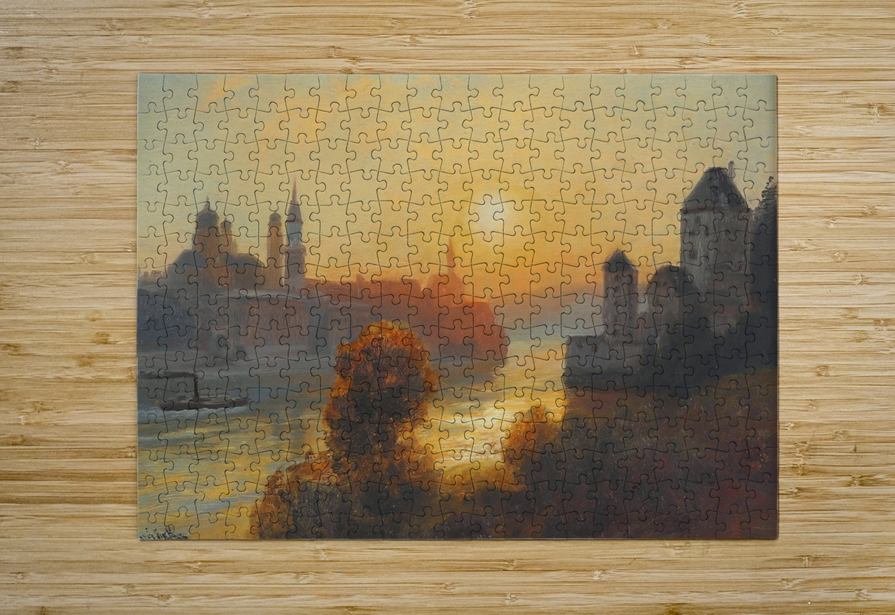 Sonnenuntergang Bei Passau An Der Donau by Anton Hlavacek [1842–1926] MyCozyFineArt Puzzle printing