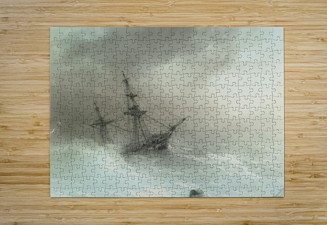Ship In A Stormy Sea [1888] by Ivan Konstantinovich Aivazovsky [1817–1900] MyCozyFineArt Puzzle printing