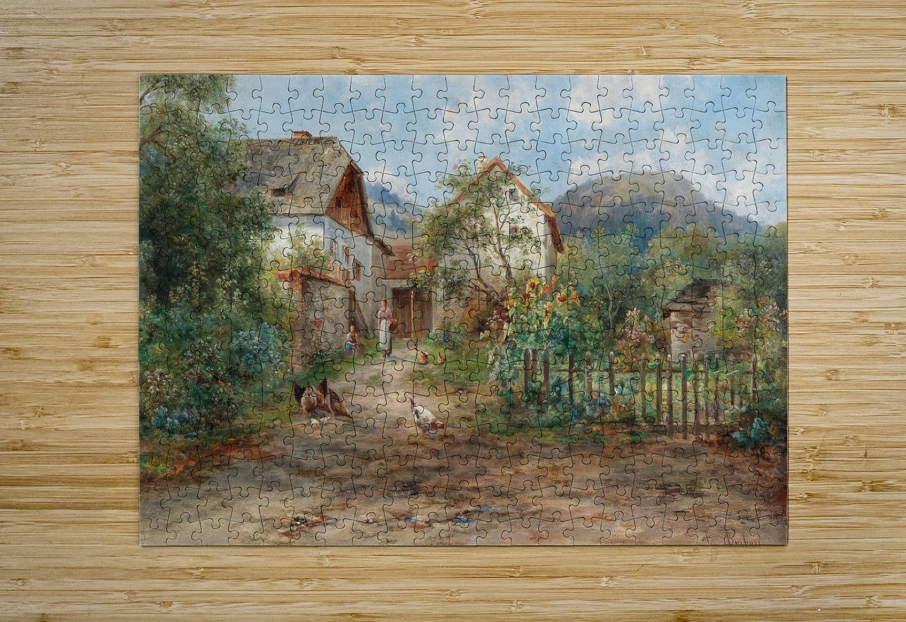 A Rustic Garden in Blossom in the Countryside. By Emil Barbarini [1855–1933] MyCozyFineArt Puzzle printing