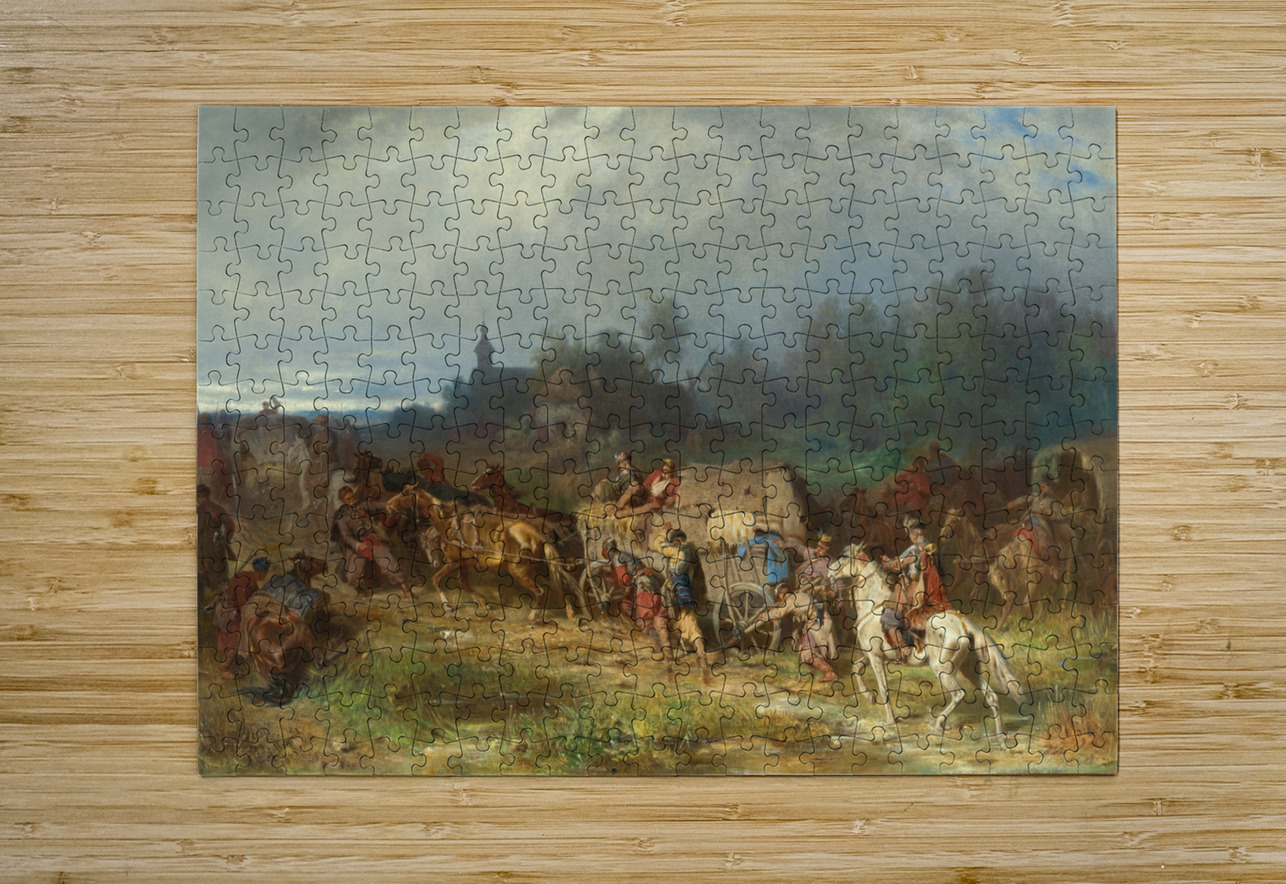Returning Home. ‘Patient Transport [Polish Camp]’ [1865] by Jozef Brandt [1841–1915] MyCozyFineArt Puzzle printing